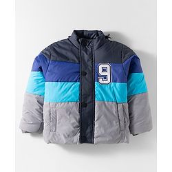 Babyhug Woven Full Sleeves Padded Jacket with Detachable Hood & Patch Detailing - Multicolor