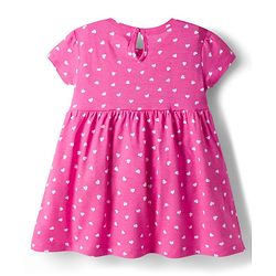 Babyhug Single Jersey Knit Half Sleeves Frock with Heart Print Pack of 2 - Navy & Pink