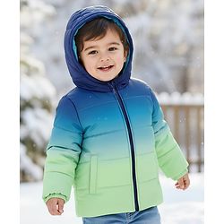 Babyhug Woven Full Sleeves Hooded Padded Jacket With Ombre Effect - Multicolor