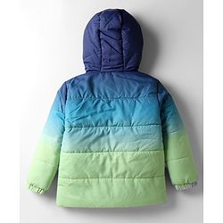 Babyhug Woven Full Sleeves Hooded Padded Jacket With Ombre Effect - Multicolor