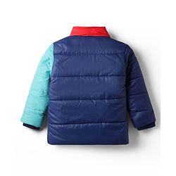 Babyhug Woven Full Sleeves Hooded Padded Jacket With Color Block Design & Detachable Hoodie - Multicolor