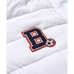 Babyhug Woven Full Sleeves Hooded Padded Jacket With Alphabet Embroidery - White