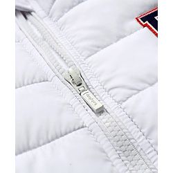 Babyhug Woven Full Sleeves Hooded Padded Jacket With Alphabet Embroidery - White