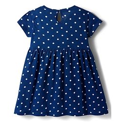 Babyhug Single Jersey Knit Half Sleeves Polka Dot & Floral Printed Frocks With Bow Applique Pack of 2 - Dark Pink & Navy Blue
