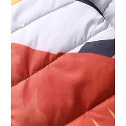 Babyhug Woven Full Sleeves Hooded Padded Jacket With Mountain Print - Multicolor