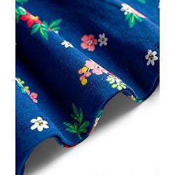 Babyhug Single Jersey Knit Half Sleeves Frocks with Bow Applique & Floral Detailing Pack of 2 - Red & Navy Blue