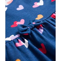 Babyhug Single Jersey Knit Half Sleeves Heart & Bow Printed Frocks With Bow Applique Pack of 2 - Navy Blue & Dark Pink
