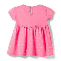 Babyhug Single Jersey Knit Half Sleeves Floral & Polka Dot Printed Frocks with Bow Applique Pack of 2 - Navy Blue & Pink