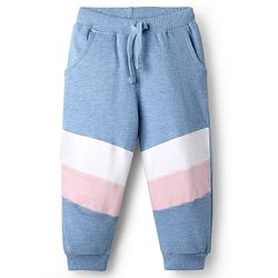 Babyhug Terry Cotton Knit Full Length Cut & Sew Lounge Pant - Light Blue