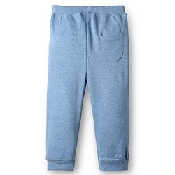 Babyhug Terry Cotton Knit Full Length Cut & Sew Lounge Pant - Light Blue