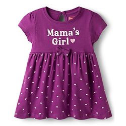 Babyhug Single Jersey Knit Half Sleeves Frocks With Heart Print & Bow Applique Pack of 2 - Purple & Dark Pink