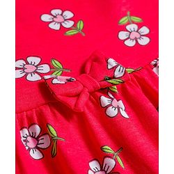 Babyhug Single Jersey Knit Half Sleeves Frocks with Bow Applique & Floral Print Pack of 2 - Red & Pink