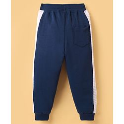 Babyhug French Terry Knit Full Length Lounge Pant With Text Print - Navy Blue