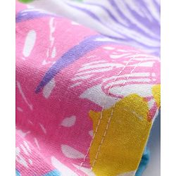 Babyhug Cotton Knit Sleeveless Frock with Floral Print & Lace Frill Detailing - Multicolor