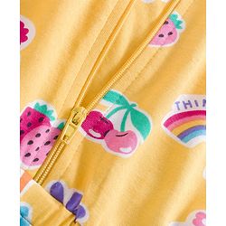 Babyhug Cotton Knit Sleeveless Hooded Jumpsuit With Floral Print - Yellow