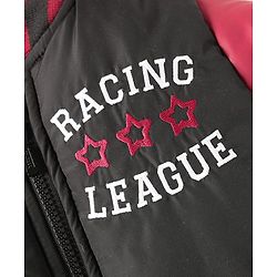 Babyhug Woven Full Sleeves Bomber Jacket With Text Print - Black & Red