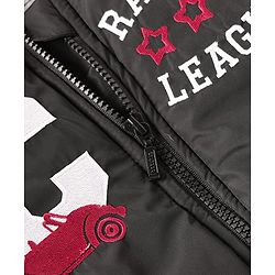 Babyhug Woven Full Sleeves Bomber Jacket With Text Print - Black & Red