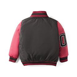 Babyhug Woven Full Sleeves Bomber Jacket With Text Print - Black & Red