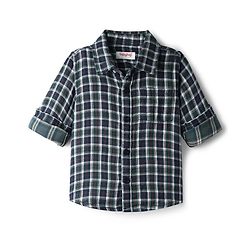 Babyhug Cotton Woven Full Sleeves Checkered Shirt - Navy Blue