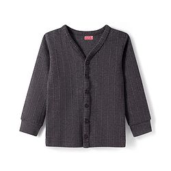 Babyhug Knit Full Sleeves Solid Colour Thermal Inner Wear Set - Charcoal Grey