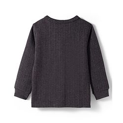 Babyhug Knit Full Sleeves Solid Colour Thermal Inner Wear Set - Charcoal Grey