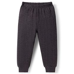Babyhug Knit Full Sleeves Solid Colour Thermal Inner Wear Set - Charcoal Grey