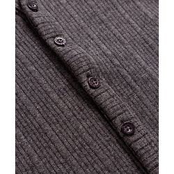 Babyhug Knit Full Sleeves Solid Colour Thermal Inner Wear Set - Charcoal Grey