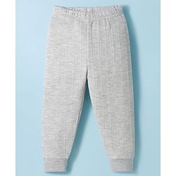 Babyhug Knit Full Sleeves Solid Color Thermal Vest & Pant Set - Light Grey