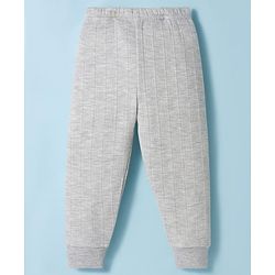 Babyhug Knit Full Sleeves Solid Color Thermal Vest & Pant Set - Light Grey