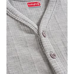 Babyhug Knit Full Sleeves Solid Color Thermal Vest & Pant Set - Light Grey
