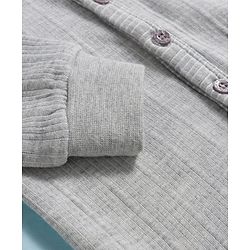 Babyhug Knit Full Sleeves Solid Color Thermal Vest & Pant Set - Light Grey
