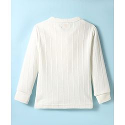 Babyhug Knit Full Sleeves Solid Color Thermal Vest & Pant Set - Off White