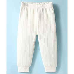 Babyhug Knit Full Sleeves Solid Color Thermal Vest & Pant Set - Off White