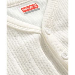 Babyhug Knit Full Sleeves Solid Color Thermal Vest & Pant Set - Off White