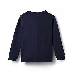 Babyhug Knit Full Sleeves Solid Thermal Set - Navy Blue