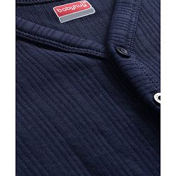 Babyhug Knit Full Sleeves Solid Thermal Set - Navy Blue