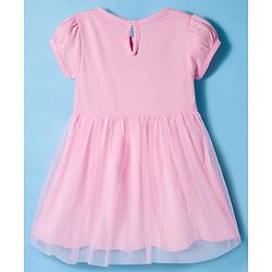 Babyhug Single Jersey Knit Half Sleeves Fit & Flare Frock with Heart Print - Pink