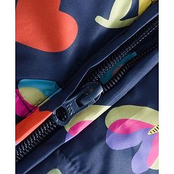 Babyhug Woven Full Sleeves Footed & Hooded Winter Wear Quilted Romper With Fleece Inner Lining & Floral Print - Navy Blue