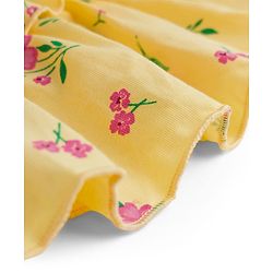 Babyhug Single Jersey Knit Sleeveless Floral Printed Frock With Bloomer & Headband - Yellow