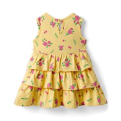 Babyhug Single Jersey Knit Sleeveless Floral Printed Frock With Bloomer & Headband - Yellow