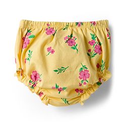 Babyhug Single Jersey Knit Sleeveless Floral Printed Frock With Bloomer & Headband - Yellow