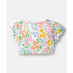Babyhug Single Jersey Knit Half Sleeves Frock With Floral Printed Shrug - Yellow
