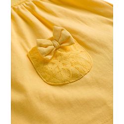 Babyhug Single Jersey Knit Half Sleeves Frock With Floral Printed Shrug - Yellow