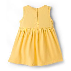 Babyhug Single Jersey Knit Half Sleeves Frock With Floral Printed Shrug - Yellow