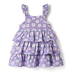Babyhug Single Jersey Knit Sleeveless Frock With Floral Print & Headband - Lilac