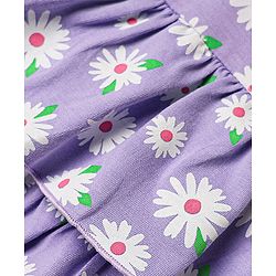 Babyhug Single Jersey Knit Sleeveless Frock With Floral Print & Headband - Lilac