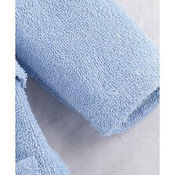 Babyhug Woven Terry Full Sleeves Hooded Bath Robe Princess Patch - Blue