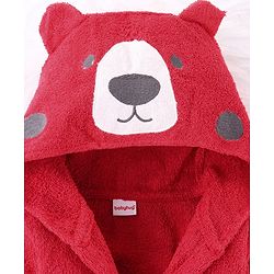 Babyhug Terry Knit Full Sleeves Hooded Animal Applique Patch - Red