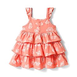 Babyhug Single Jersey Knit Sleeveless Frock With Butterfly Print & Headband - Pink & White