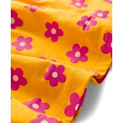 Babyhug Single Jersey Knit Half Sleeves Frock With Floral Print - Yellow